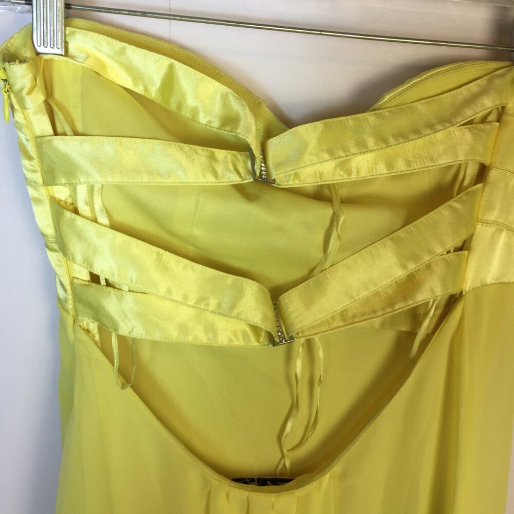 Adrianna Papell Hailey Strapless Maxi Dress Size 5/6 Womans Yellow Empire Waist - Picture 7 of 13